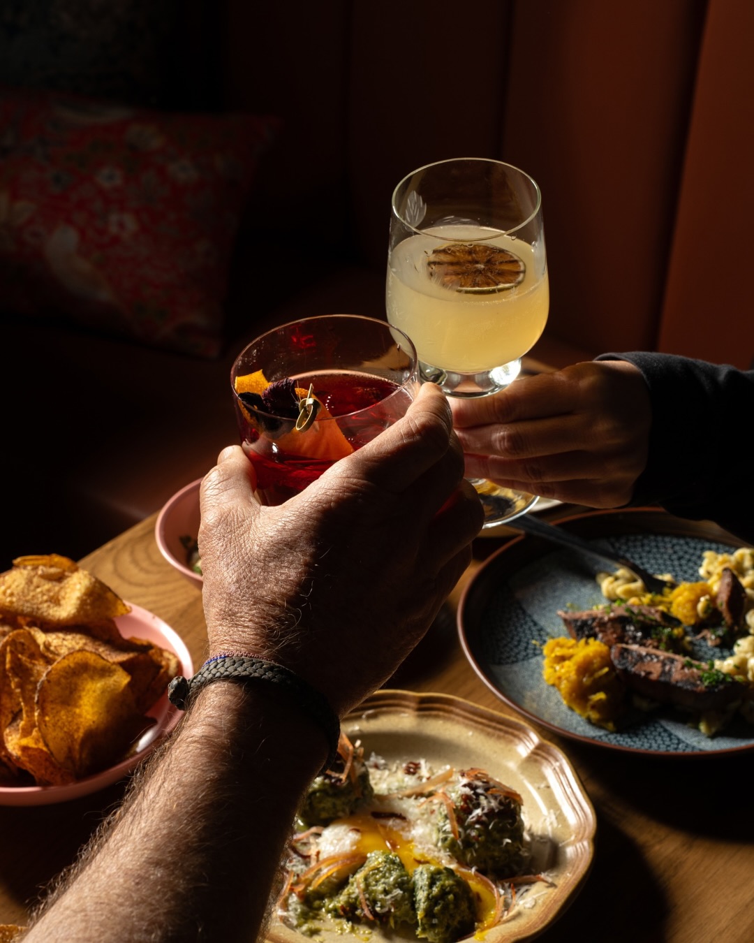 Wine toast at Finca North Park happy hour